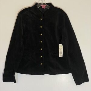 Thalia Sodi Jacket Womens XL Black Velvet Military Pleated Back Button Front NWT
